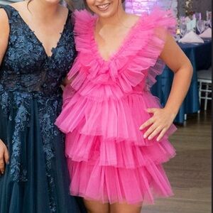 Pink Ruffled Tulle Dress